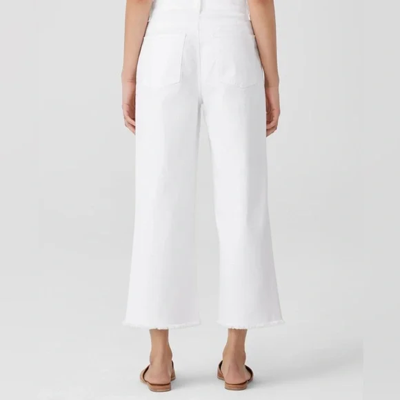 Eileen Fisher Organic Cotton Wide-Leg Cropped White Jeans size XL - Picture 2 of 15